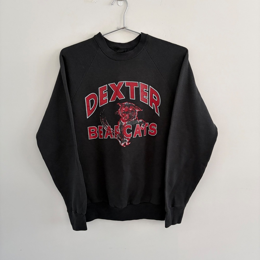 Vintage Screen Stars Dexter Bearcats Sweatshirt Black L Made in USA Raglan 80s